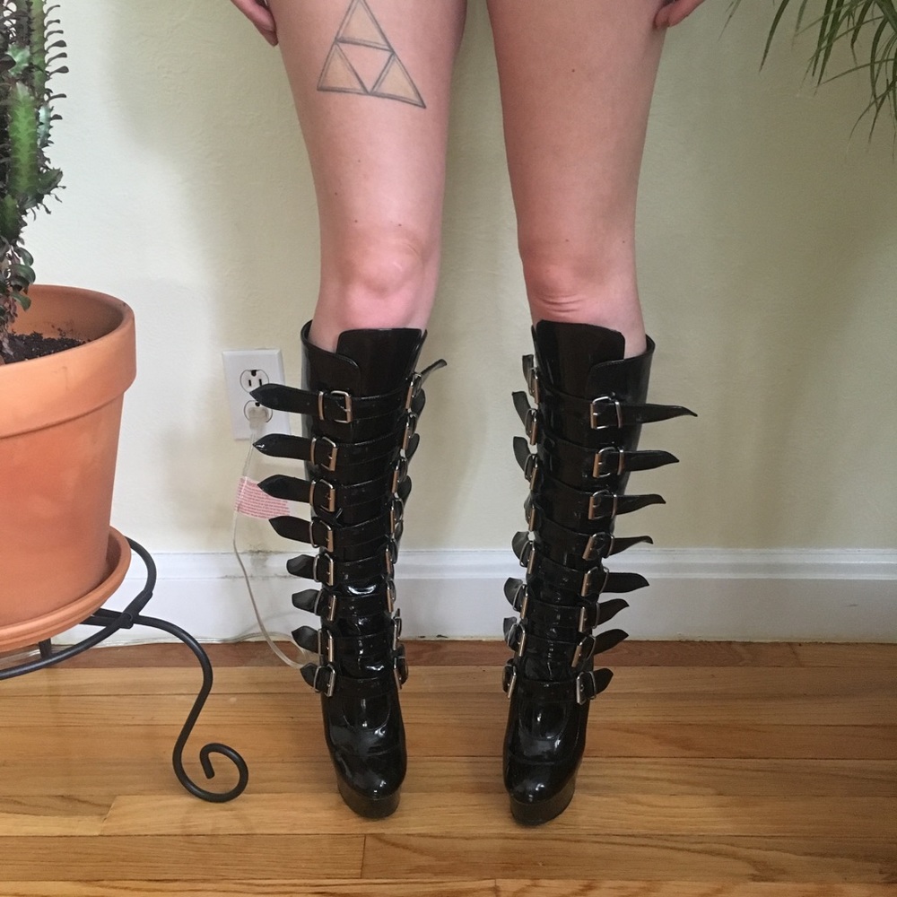 Pleasers buckle boots.